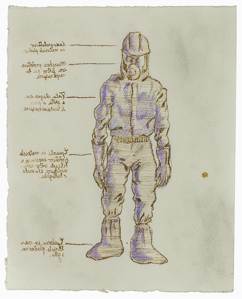 Dottor Peste all'epoca del Covid 19. Illustrazione realizzata per il libro illustrato "Codex 1519" realizzato per il cinquecentenario della morte di Leonardo.