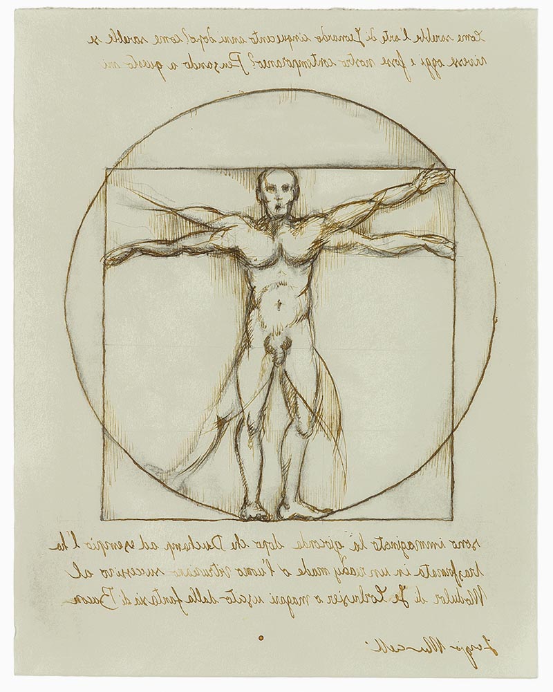 L'uomo vitruviano nel terzo millennio. Illustrazione realizzata per il libro illustrato "Codex 1519" realizzato per il cinquecentenario della morte di Leonardo.