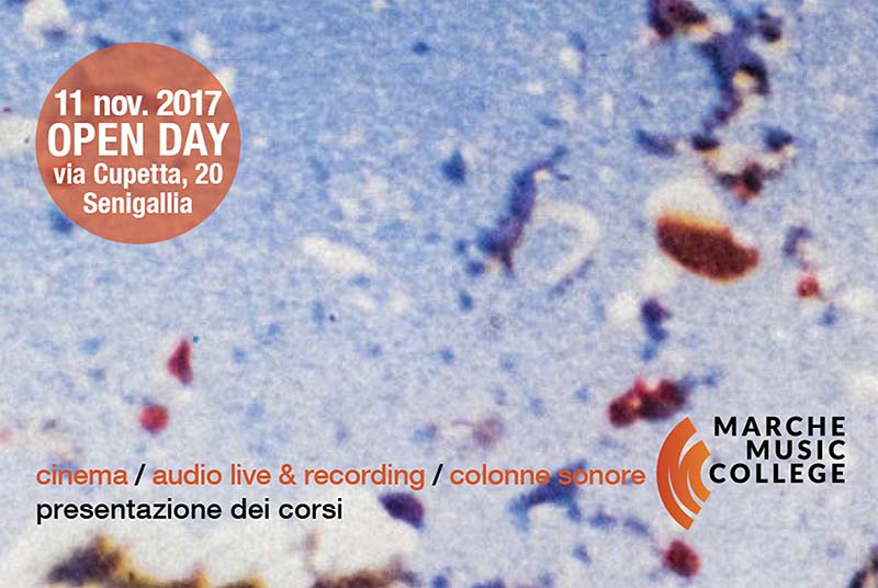 Cartolina invito per l'open day del Marche Music College di Senigallia