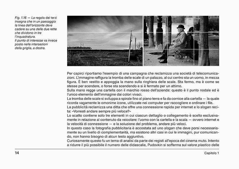 Esempio d'impaginato del "Trattato fondamentale di fotografia" - la regola dei terzi